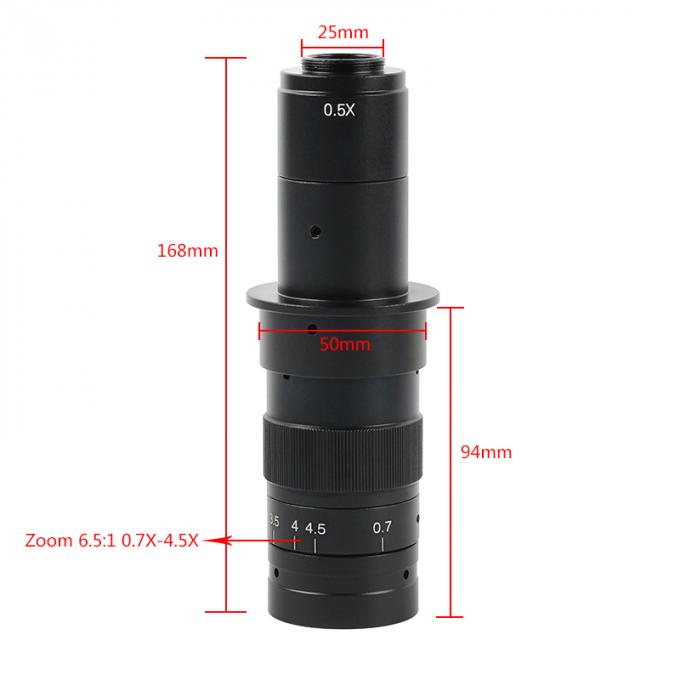 0.7-4.5x η διευθετήσιμη 5-360X ενίσχυση Γ τοποθετεί το βοηθητικό φακό φακών 0.5X/2.0X Barlow για τη κάμερα μικροσκοπίων βιομηχανίας