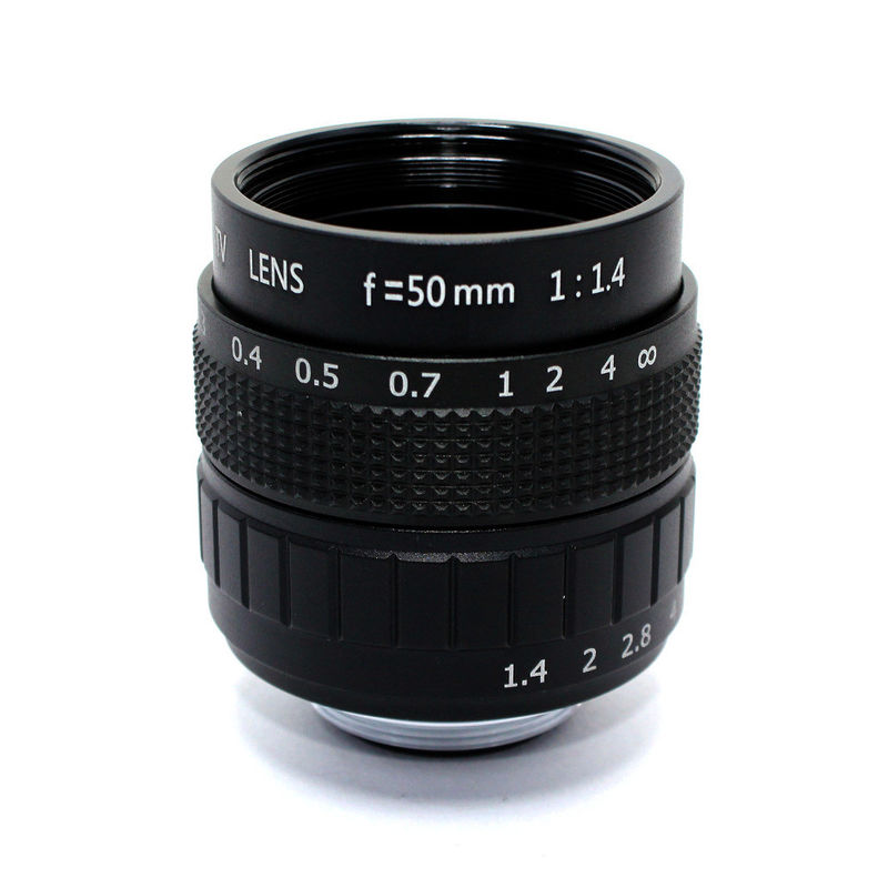 Alloy Casing Machine Vision Lens 50mm Focal Length C Mount F/1.4 Manual Iris