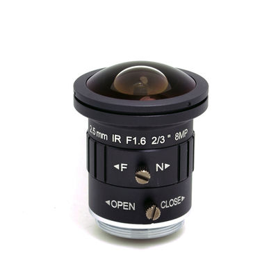 2.5mm 4K 8MP 2/3» καίσιο άποψης γωνίας F1.6 IR Fisheye ευρύ τοποθετούν τον μονο-εστιακό φακό η αυτόματη Iris 8 CCTV Megapixel για τη κάμερα CCTV 4K